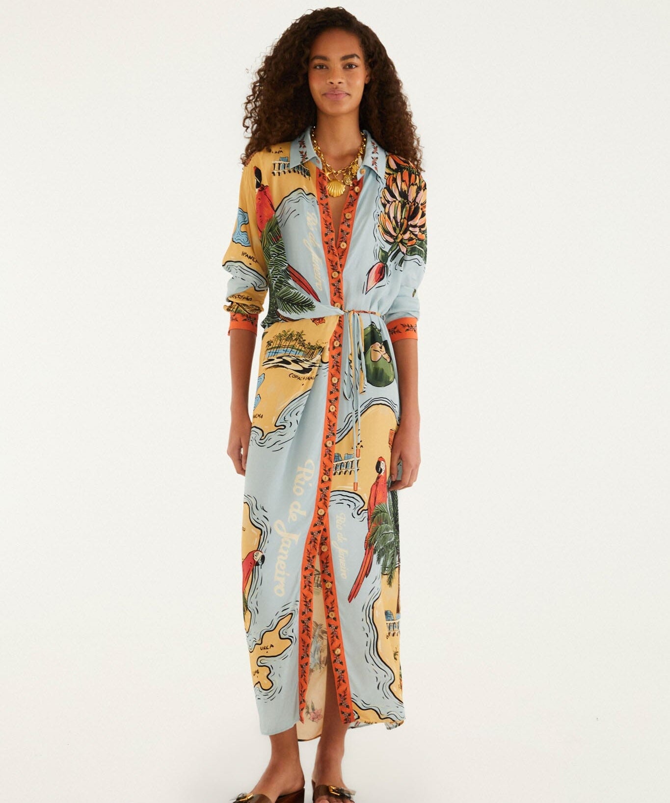 FARM Rio Beaches Path Maxi Shirt Dress – view 1