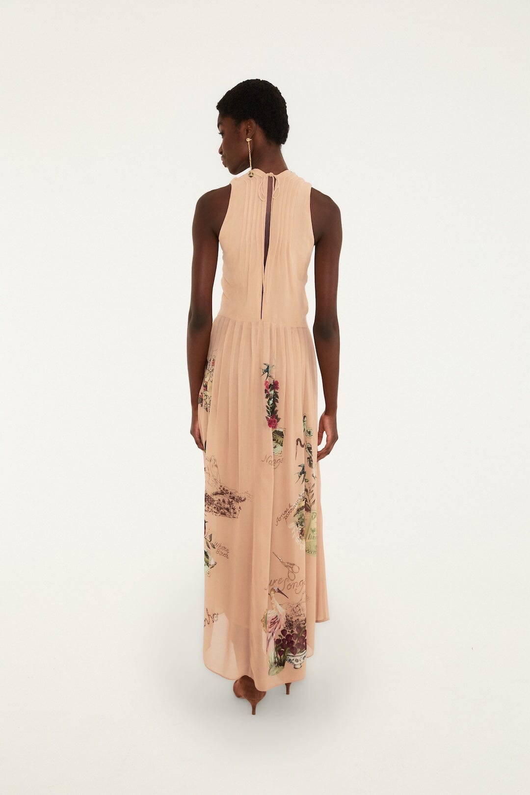 Farm Rio Bird Poetry maxi dress in powder pink – back view