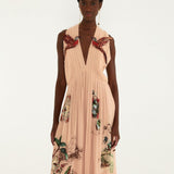 Farm Rio Bird Poetry maxi dress in powder pink – front view