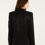 FARM Rio Black Leopard Jacquard Blazer view featuring bold animal jacquard pattern and tailored structured silhouette.