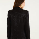 FARM Rio Black Leopard Jacquard Blazer view featuring bold animal jacquard pattern and tailored structured silhouette.