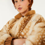 Farm Rio Borbofly reversible puffer jacket with a fawn print – front view