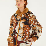 Farm Rio Borbofly reversible puffer jacket with a fawn print – worn on the reverse side