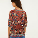 FARM Rio Floral Beauty Tapestry Drawstring Blouse – view 2