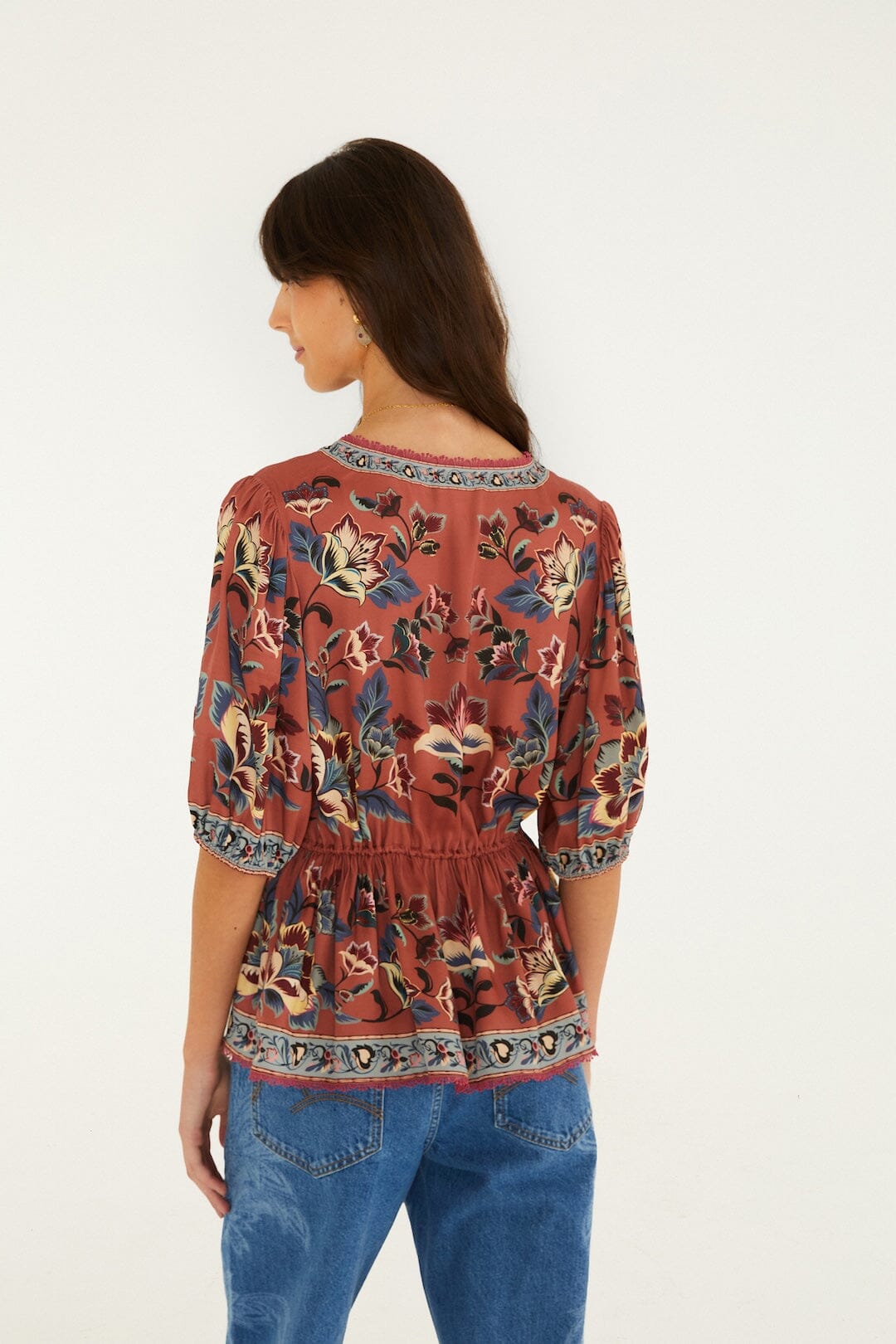 FARM Rio Floral Beauty Tapestry Drawstring Blouse – view 2