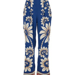 FARM Rio Luna Blue Bloom Wide-Leg Trousers — blue floral print Ecovero™ viscose trousers with elasticted waist