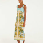 FARM Rio Multicolor Royal Sea Maxi Dress view featuring a vibrant ocean-inspired Royal Sea print and flowing silhouette.
