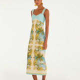 FARM Rio Multicolor Royal Sea Maxi Dress view featuring a vibrant ocean-inspired Royal Sea print and flowing silhouette.