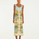 FARM Rio Multicolor Royal Sea Maxi Dress view featuring a vibrant ocean-inspired Royal Sea print and flowing silhouette.
