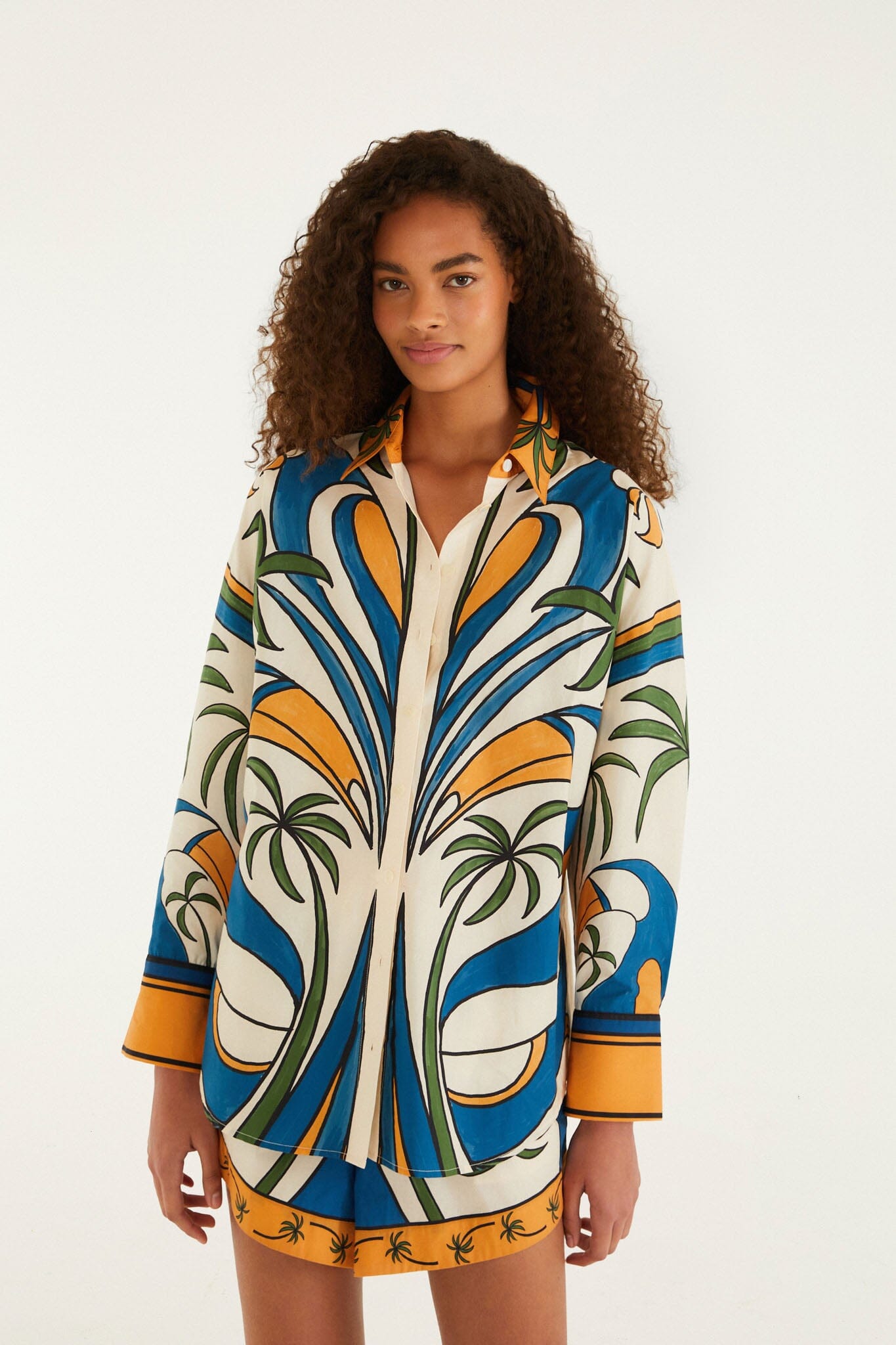 Tropical Graphic Collared Buttoned Shirt