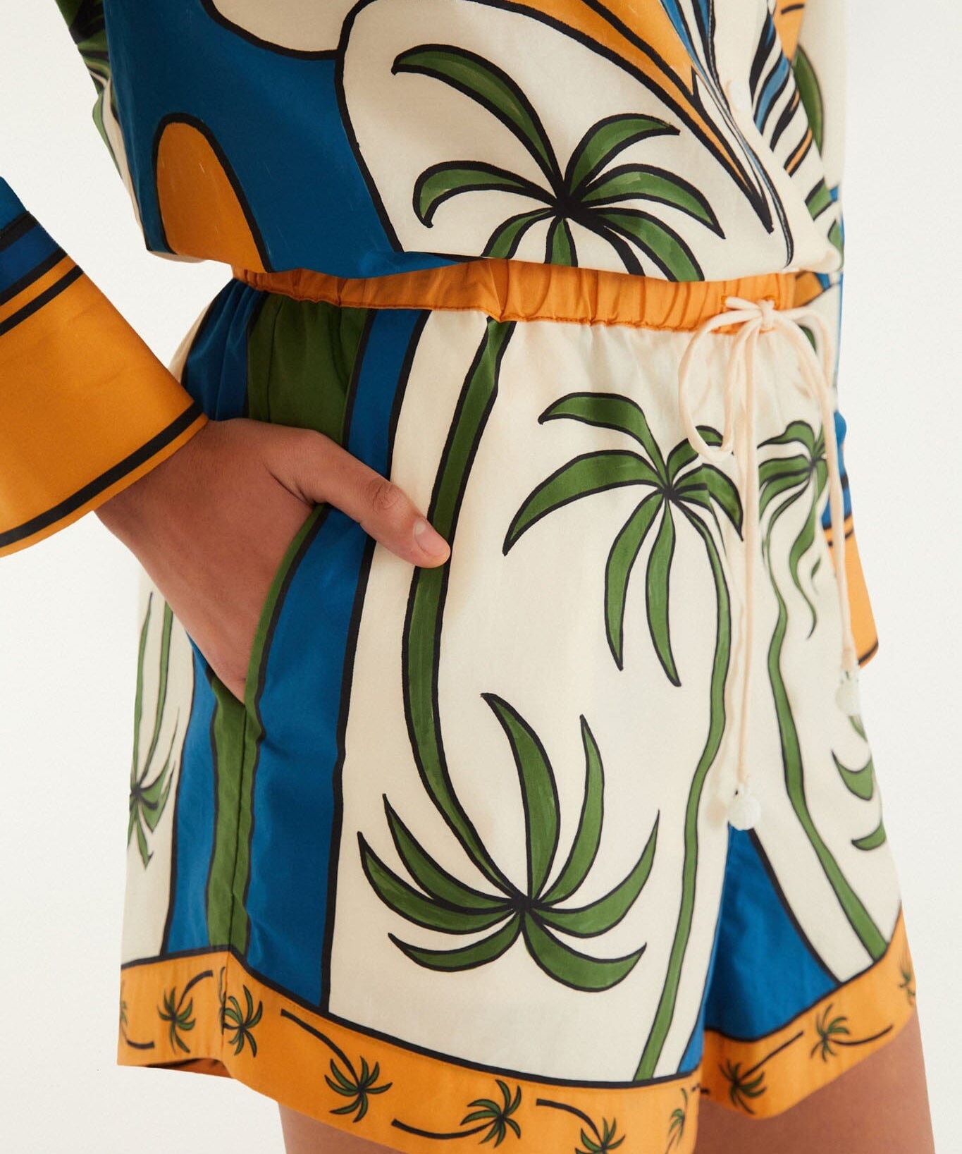 Tropical Graphic Drawstring Pockets Shorts side view