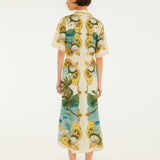 FARM Rio Off-White Royal Sea Collared Midi Dress view featuring a colorful ocean-inspired Royal Sea print and classic collar.