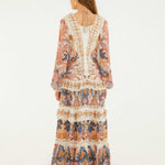 FARM Rio Off-White Sea Garden Ruffled Maxi Dress view featuring a romantic floral print and cascading ruffle design.