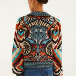 FARM Rio Balamana crochet sleeve sweater – back view