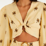 FARM Rio Sand Embroidered Long-Sleeve Crop Top – view 4