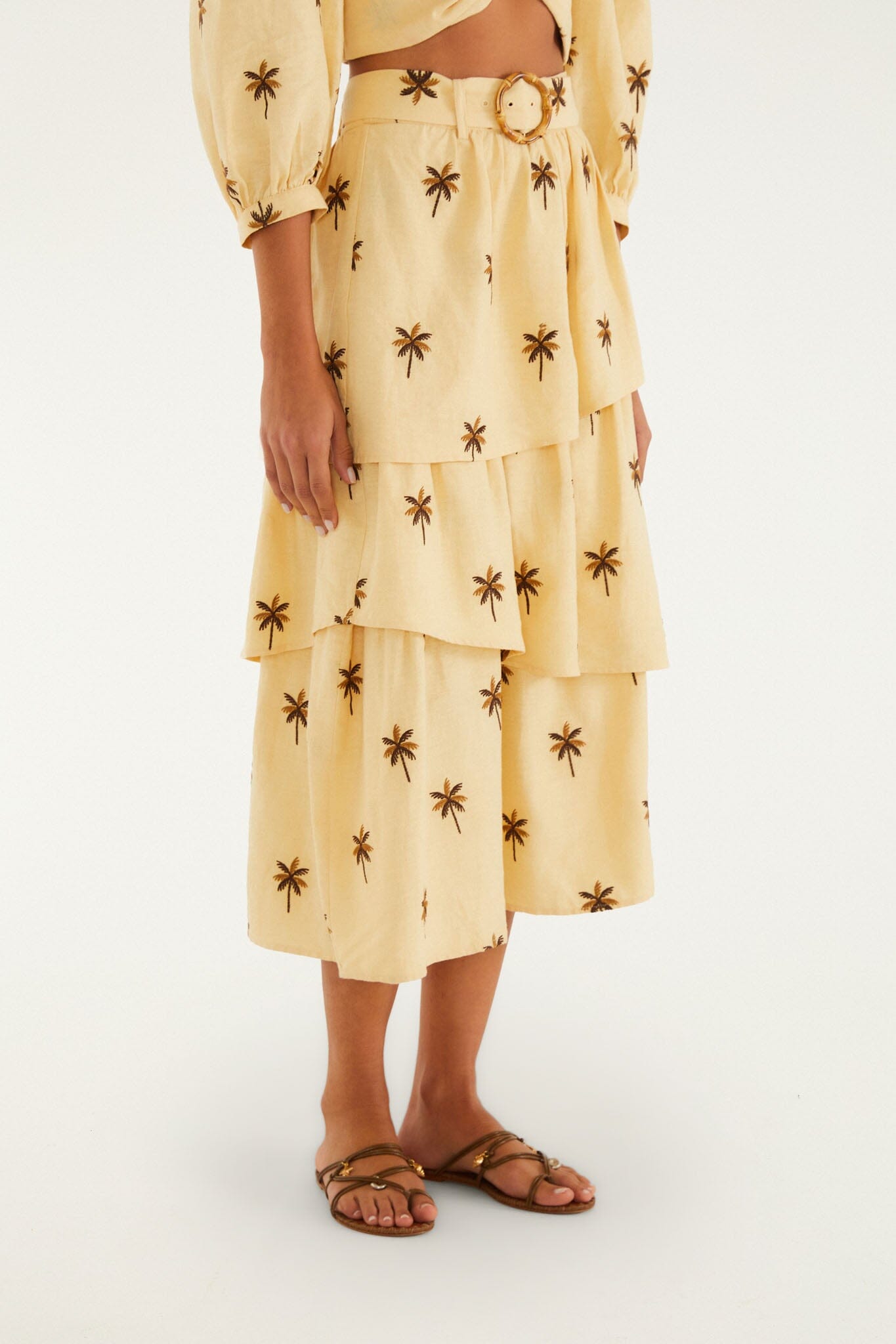 FARM Rio Sand Embroidered Midi Skirt – view 2