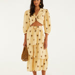 FARM Rio Sand Embroidered Midi Skirt – view 1