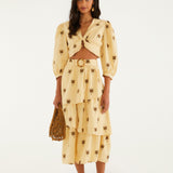 FARM Rio Sand Embroidered Midi Skirt – view 1