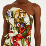 FARM Rio Sand Florart Strapless Maxi Dress view featuring a botanical Florart print and elegant strapless neckline.