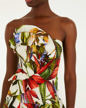 FARM Rio Sand Florart Strapless Maxi Dress view featuring a botanical Florart print and elegant strapless neckline.