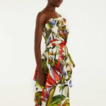 FARM Rio Sand Florart Strapless Maxi Dress view featuring a botanical Florart print and elegant strapless neckline.