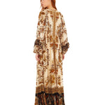 FARM Rio Sand Majestic Garden Ruffled Maxi Dress view featuring botanical print and cascading ruffle design.
