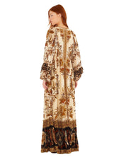 FARM Rio Sand Majestic Garden Ruffled Maxi Dress view featuring botanical print and cascading ruffle design.