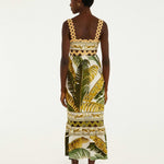 FARM Rio Sand Trancoso Wavy Trim Maxi Dress view featuring elegant wavy trim detailing and a flowing maxi silhouette.