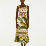 FARM Rio Sand Trancoso Wavy Trim Maxi Dress view featuring elegant wavy trim detailing and a flowing maxi silhouette.