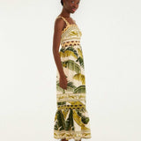 FARM Rio Sand Trancoso Wavy Trim Maxi Dress view featuring elegant wavy trim detailing and a flowing maxi silhouette.