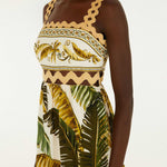 FARM Rio Sand Trancoso Wavy Trim Maxi Dress view featuring elegant wavy trim detailing and a flowing maxi silhouette.