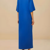 Back view of the blue Farm Rio organic cotton maxi dress