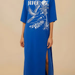 Fabric texture and neckline of the Farm Rio cotton dress