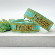 J'ADORE statement bracelet woven, embroidered