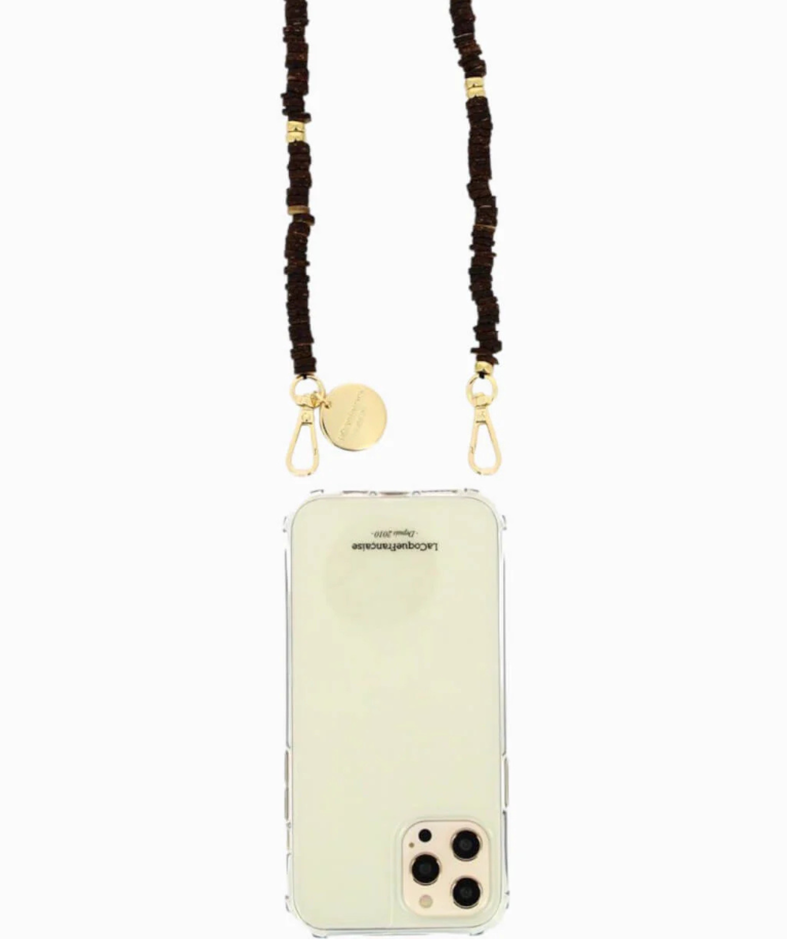 Gaby Wooden Bead Phone Chain Chocolate stylish wooden bead smartphone accessory