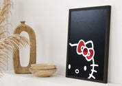 Hello Kitty Art Print White Red On Black Paper By Arteonn
