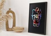 Hello Kitty Iconic Holographic Art Print On Black Paper At Home