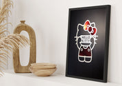Hello Kitty Portrait Iconic Art Print White Signboard At Home
