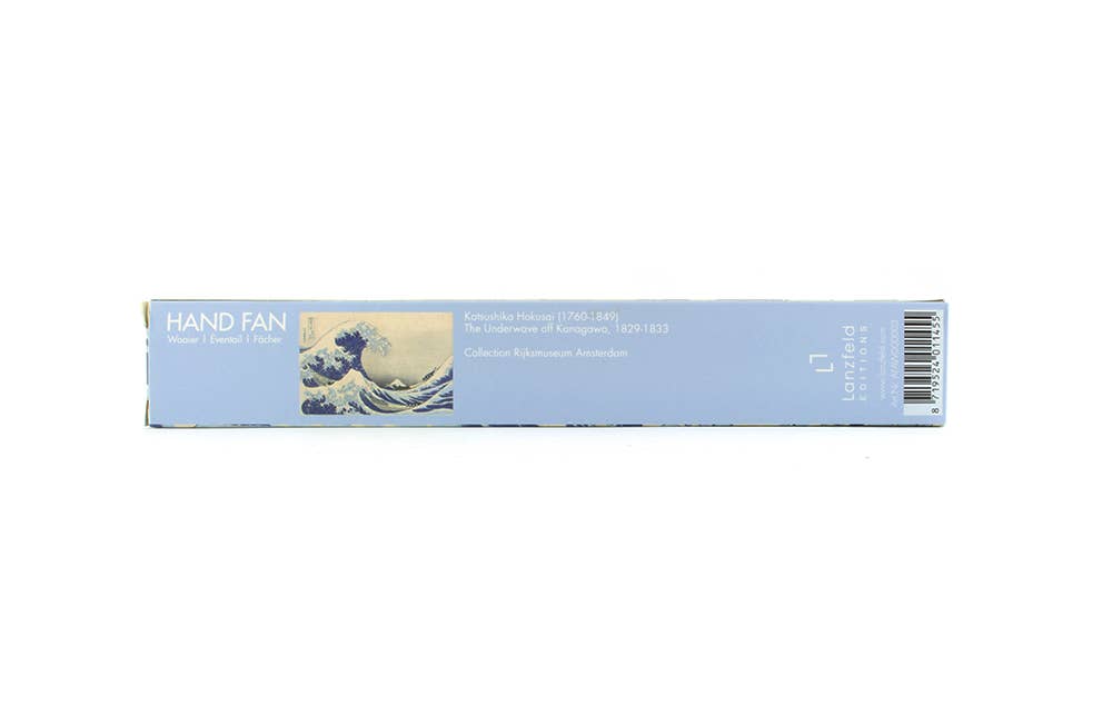 Hokusai Hand Fan – The Great Wave — bamboo folding fan with printed fabric, view 4