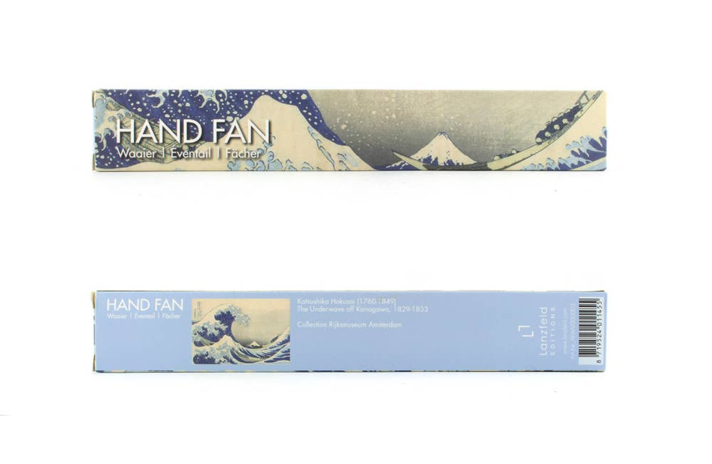 Hokusai Hand Fan – The Great Wave — bamboo folding fan with printed fabric, view 6
