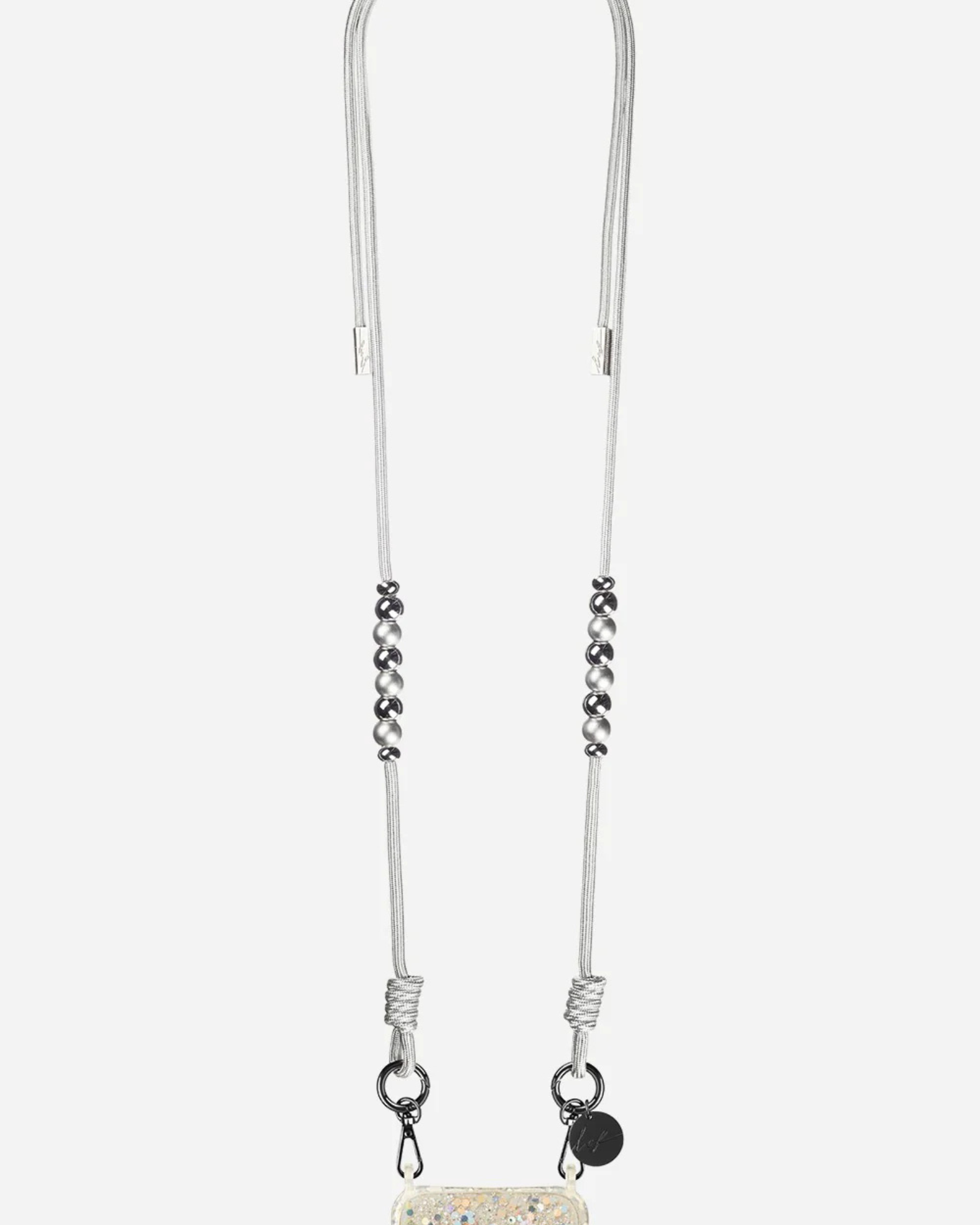 Inaya Adjustable Beaded Phone Cord Silver elegant adjustable smartphone accessory