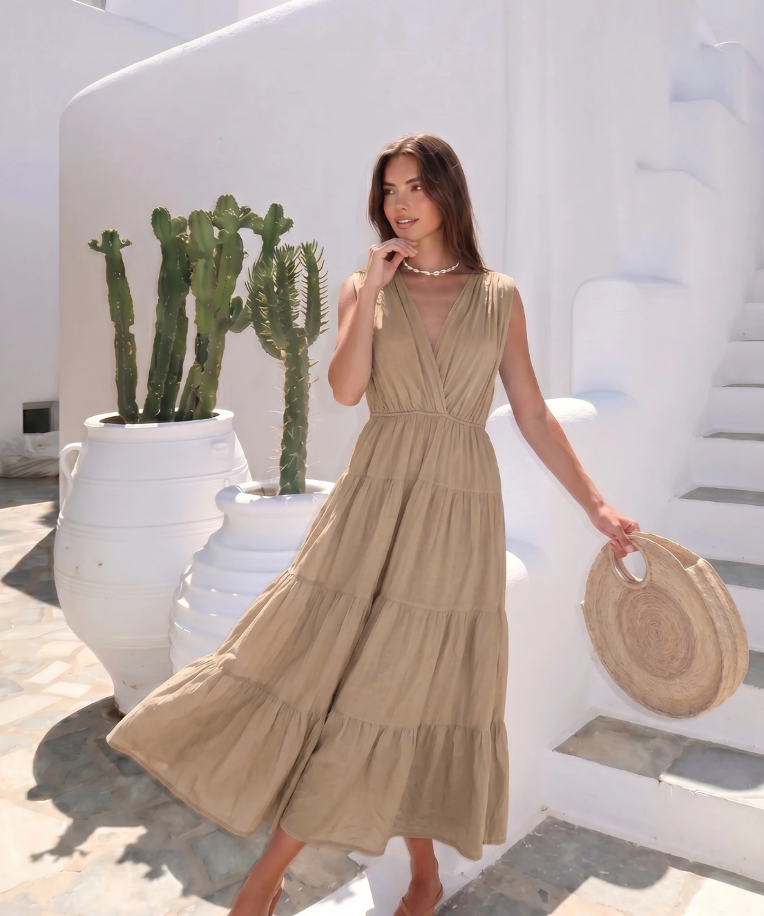 Open-Back Cotton Maxi Dress by INCERTAINES — flowing one-size cotton dress, view 3
