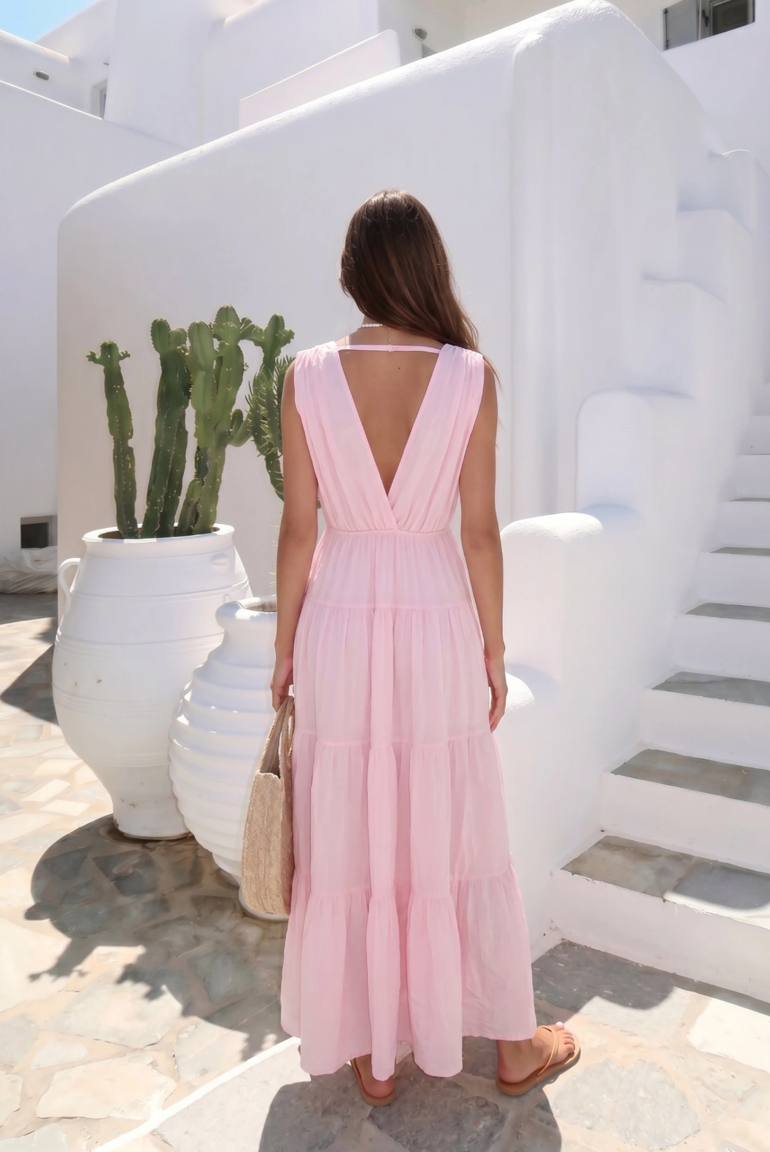 Open-Back Cotton Maxi Dress by INCERTAINES — flowing one-size cotton dress, view 4