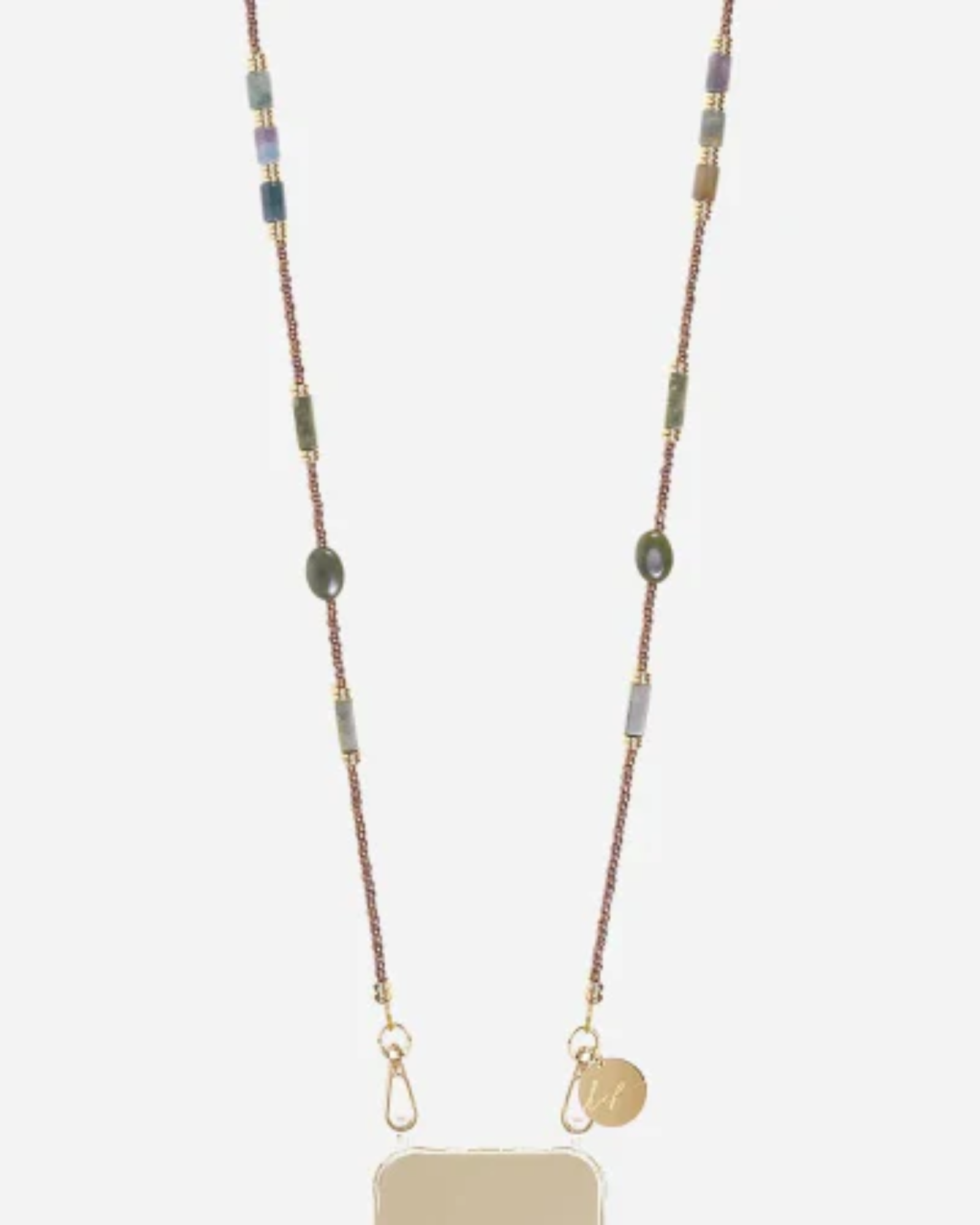 Izzie Beaded Phone Chain Sage Green elegant beaded smartphone accessory