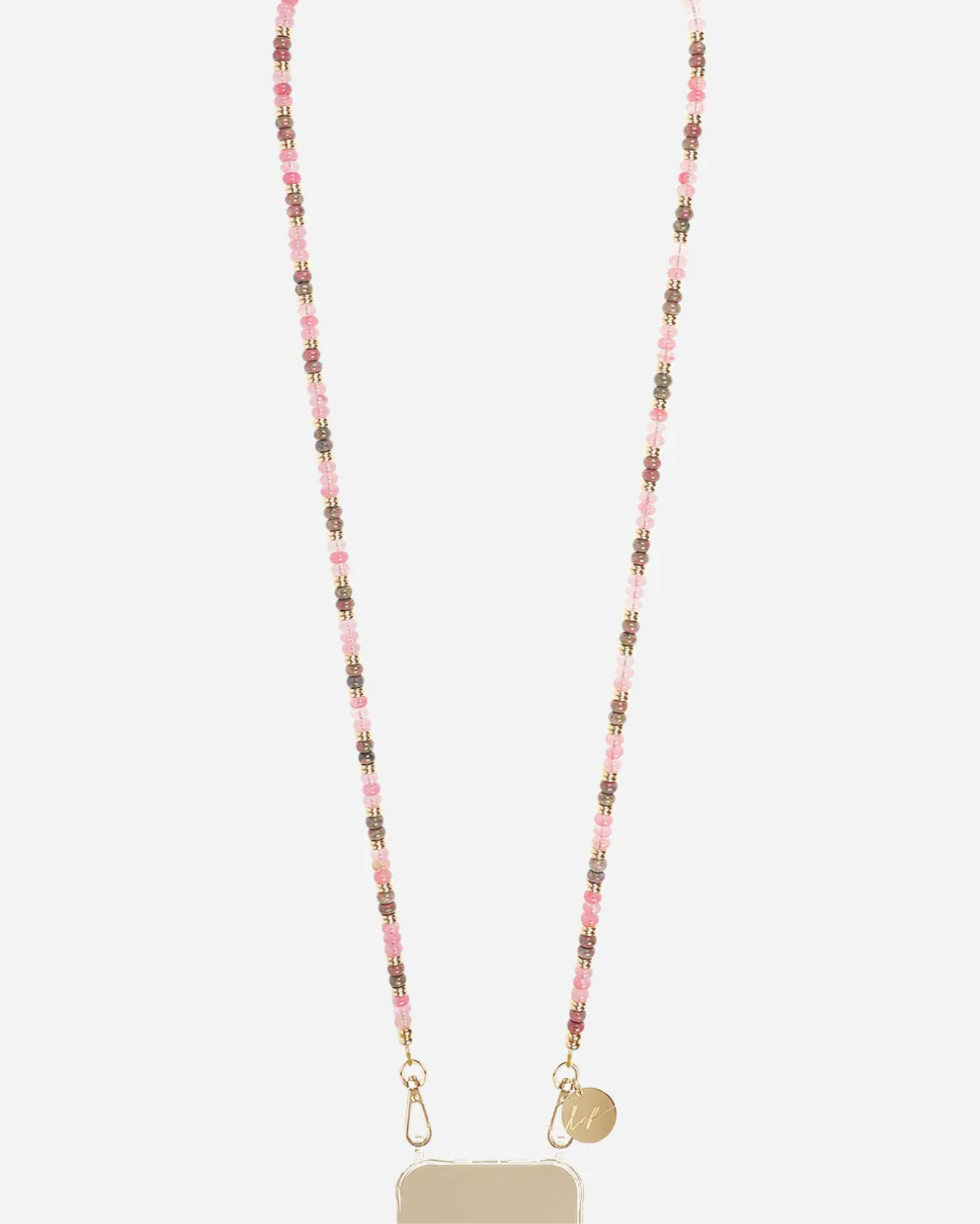 Joy Semi-Precious Beads Phone Chain Rose and Green elegant smartphone accessory