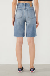 Light Blue Denim Bermuda Shorts by Ra Denim 