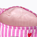 KIKOONI Love Edition pink cosmetic bag with the zip open – top view