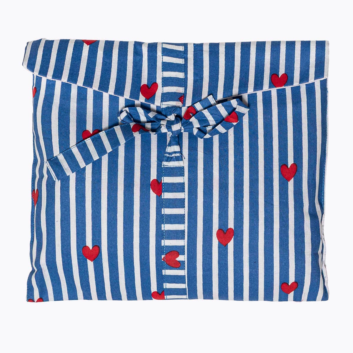 KIKOONI Love Edition blue pyjamas folded in their fabric gift bag with bow