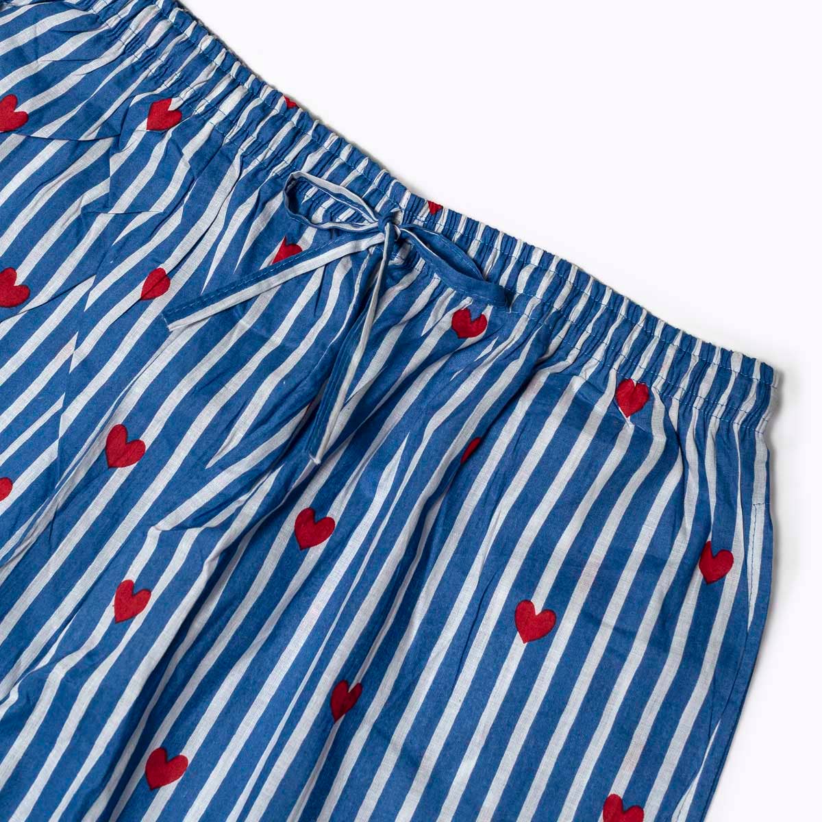 KIKOONI Love Edition blue pyjama trousers, elastic waistband – detail