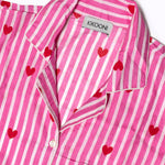 KIKOONI Love Edition pink pyjama shirt, collar and heart print – detail